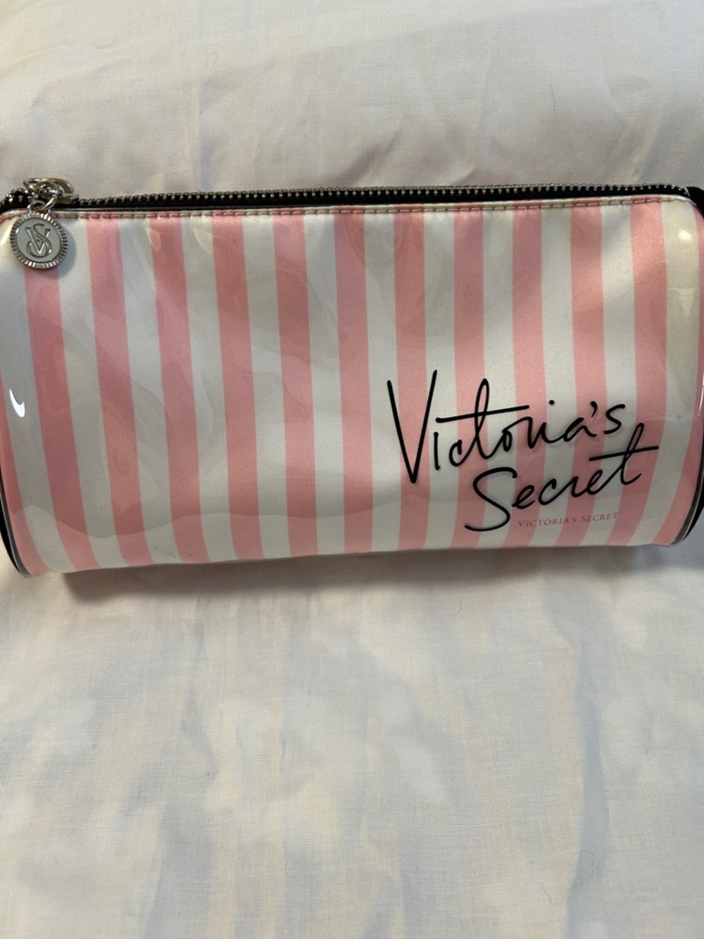 Victoria's Secret Pink & White Striped Cosmetic Pouch